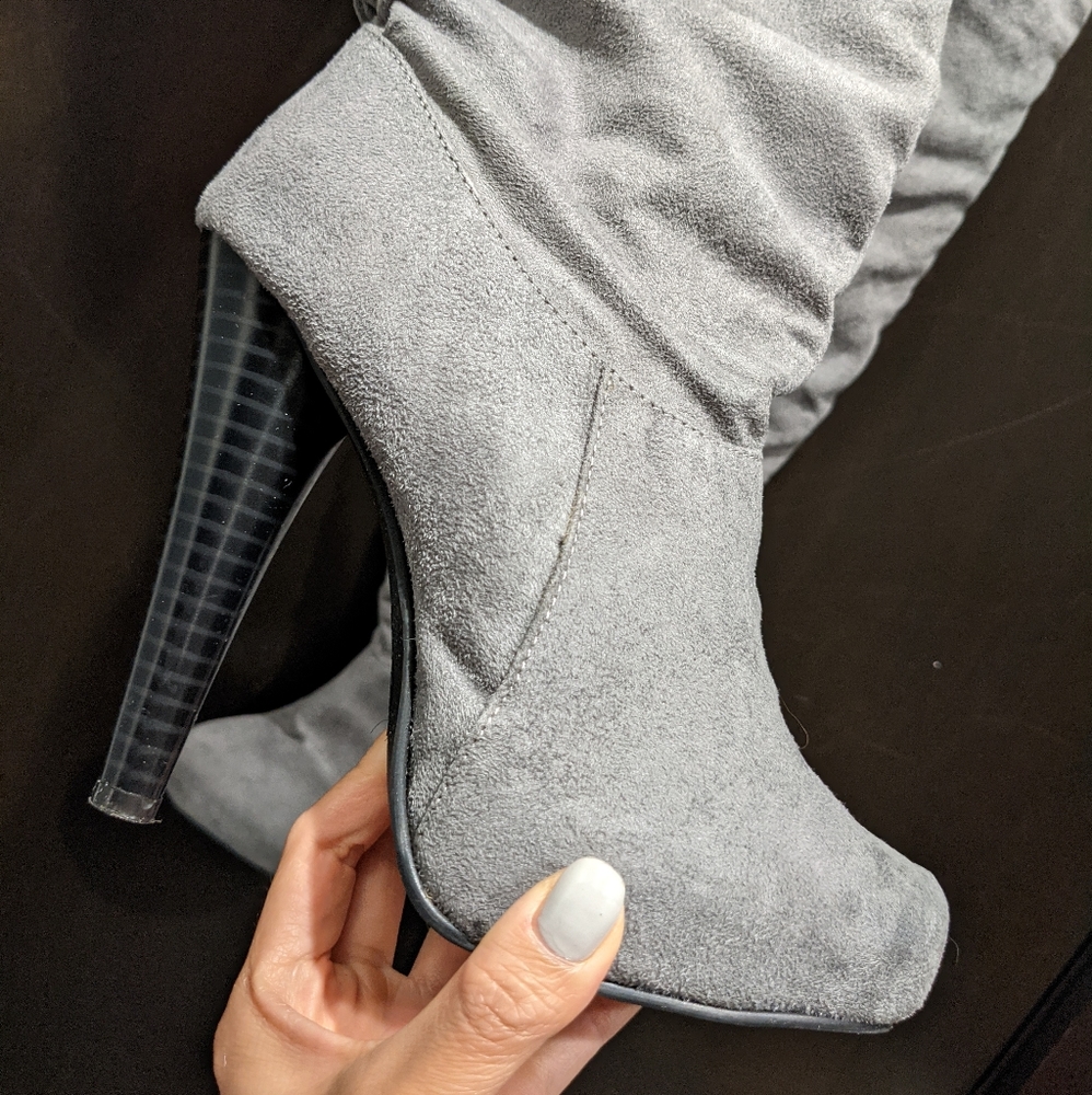 Michael Antonio Grey Suede Over-knee Boot